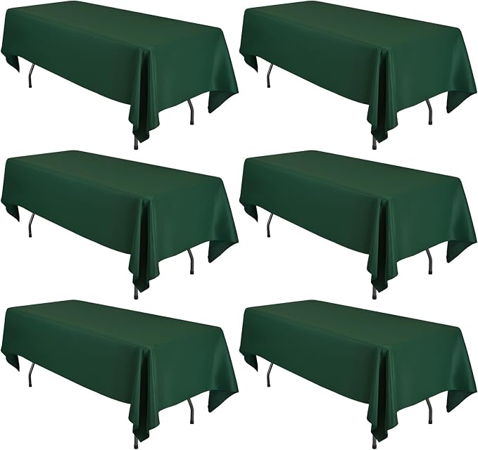 6 Pack Hunter Green Tablecloth for Rectangle Table 60x102 Inch by FXKS