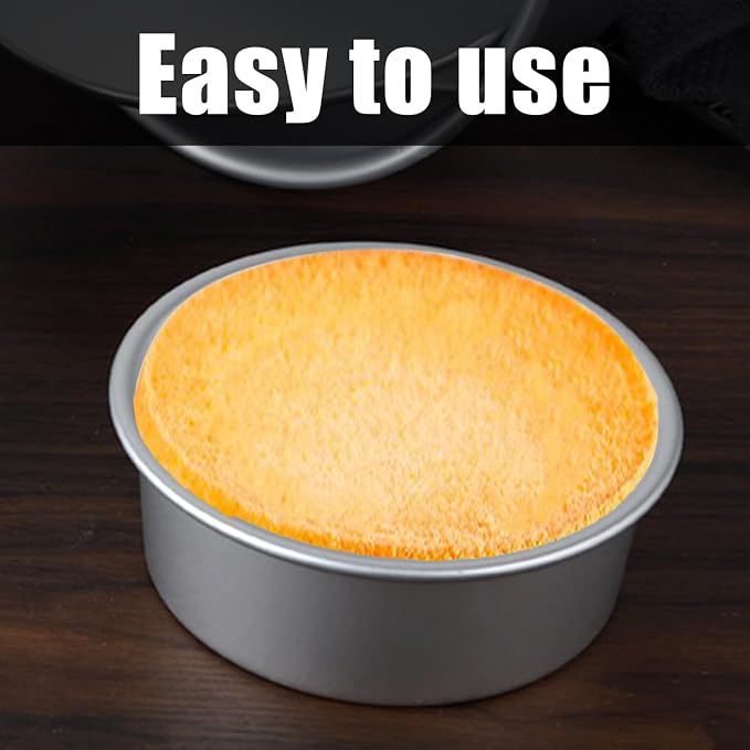 2 Pieces Round Cake Molds, 2 Pieces Silicone Brushes, Aluminum Cake Tins, Cake Baking Tins, Removable Bottom, DIY Baking Tools for Birthday Wedding Party Cakes - Image 5