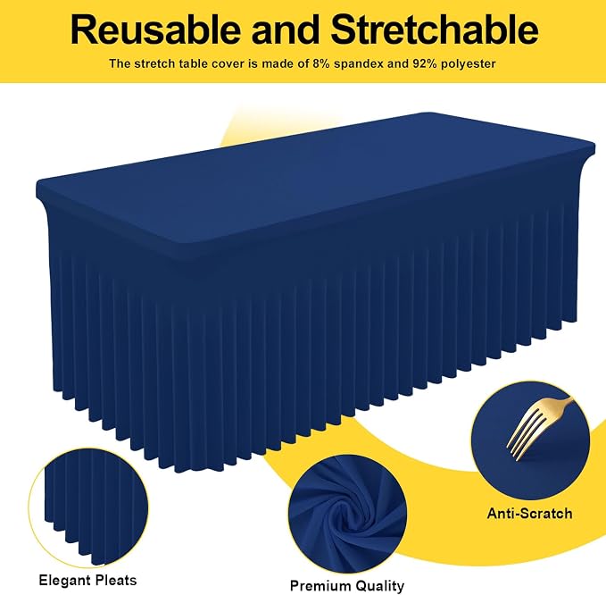 Smiry Spandex Elastic Fitted Table Cloth Skirt for 6FT Rectangle Table - Image 2