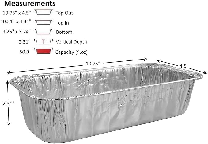 PACTOGO 3 lb. Disposable Aluminum Foil Loaf Bread Baking Cooking Pan 10.75" x 4.5" x 2.31" - Heavy Duty Made in USA (Pack of 120) - Image 2