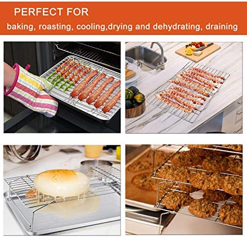 P&P CHEF 5-Tier Stainless Steel Cooling Rack, 15" x 10", Silver | Stackable Baking Cooking Racks for Cooling Roasting Grilling, Collapsible & Heavy Duty, Oven Safe & Easy Clean - Image 4