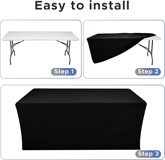 Nasitos Black Rectangle Spandex Fitted Table Clothes 2 Pack 72x30 in - Image 4