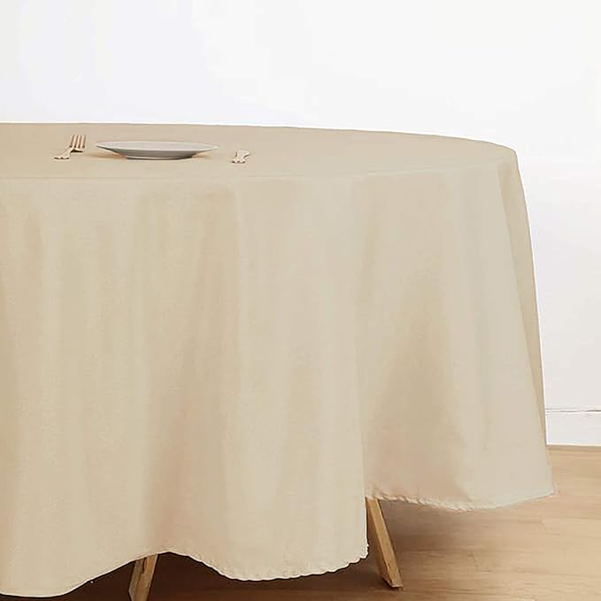 Balsa Circle 10 pcs 108 inch Beige Round Washable Polyester Easy-Care Tablecloth for Indoor and Outdoor Bridal Shower Wedding Table Buffet Table Parties Events Kitchen Dining - Image 5