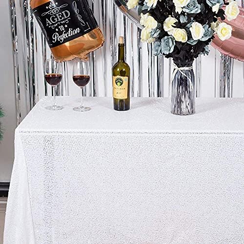 JYFLZQ White Sequin Tablecloth, Glitter Table Cover 50x80 Inch Rectangle - Image 2