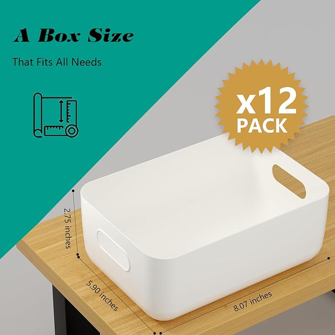 OWill 12 PCS Plastic Storage Bins and Baskets for Efficient Home Classroom Organization Small Containers in Multicolour for Kitchen, Cupboard box, and Bathroom Organizer on Shelves and Tubs - Image 2