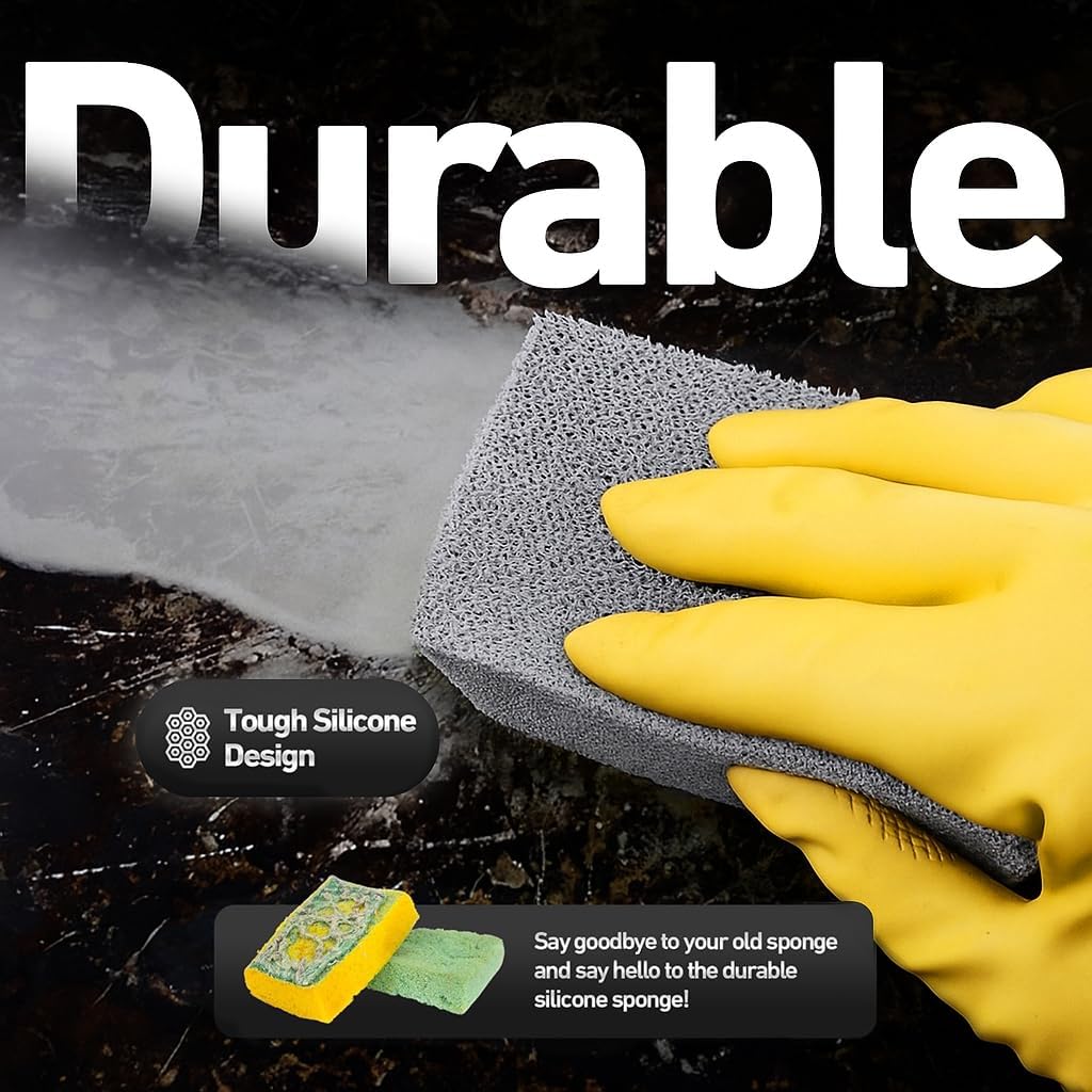 Casanero 12-Pack Silicone Scrubbing Sponges, Heavy-Duty, Non-Scratch | Reusable, Odor-Free, Multi-Purpose Cleaning for Dishes, Non-Stick, Countertops