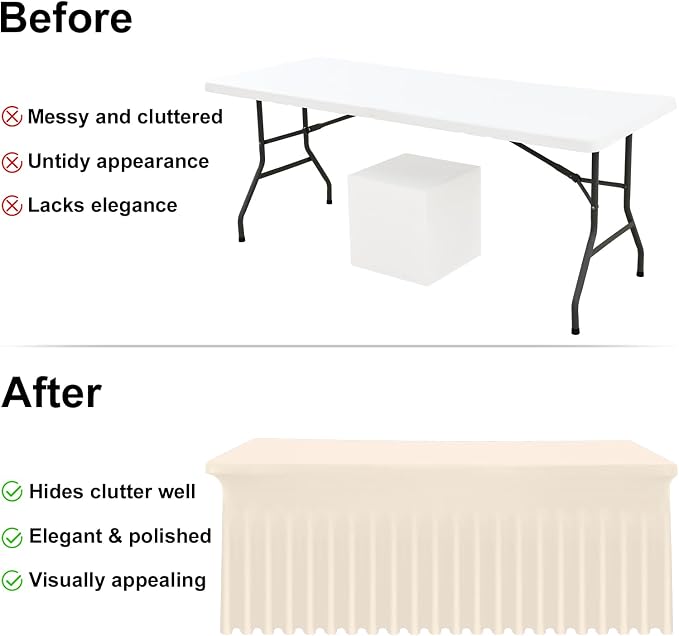Moosfor 2 Pack Spandex Fitted Rectangle Tablecloth, Elastic Table Skirt - Image 4