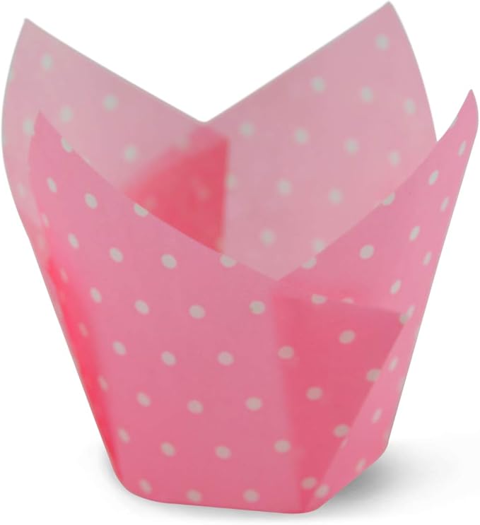 1000pcs Polka Dot Pink Medium Size Tulip Baking Cups Cupcake Liners Muffin Liners Greaseproof Paper by SimpleGood