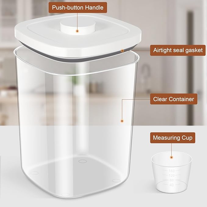 TBMAXS Airtight Rice Container 20 Lbs, Clear PET Plastic Food Storage Container Bin For Flour Sugar, Dry Food Holder with Easy Locking Lid for Kitchen Pantry Organization and Storage - Image 5