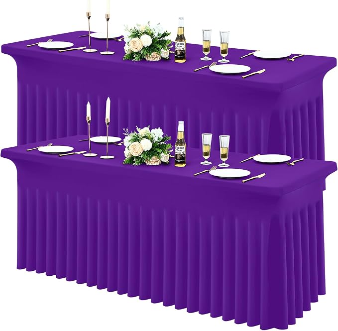 Moosfor 2 Pack Spandex Fitted Rectangle Tablecloth, Elastic Table Skirt by Moosfor