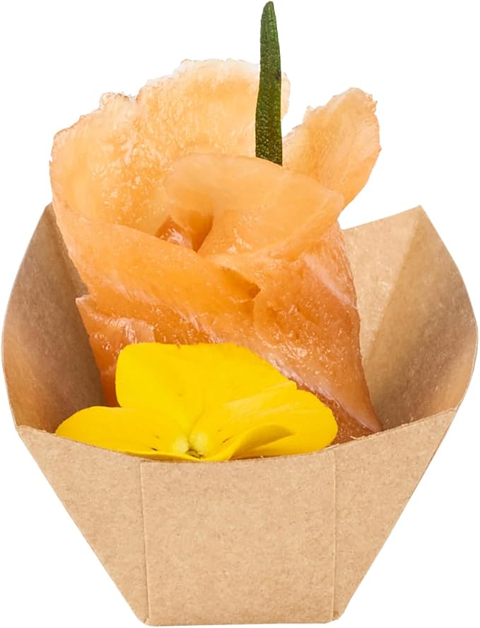 Restaurantware-Bio Tek 2 Ounce Food Boats, 50 Disposable Paper Food Trays - Heavy-Duty, Grease-Resistant, Kraft Paper Food Boats, For Snacks, Appetizers, Or Treats, Use At Parties Or Carnivals - Image 11