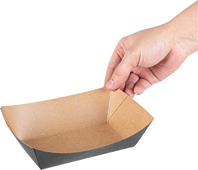 Restaurantware Black Paper lb Food Tray Boat, 7.1 x 5.7 in, 50 Pack - Image 10