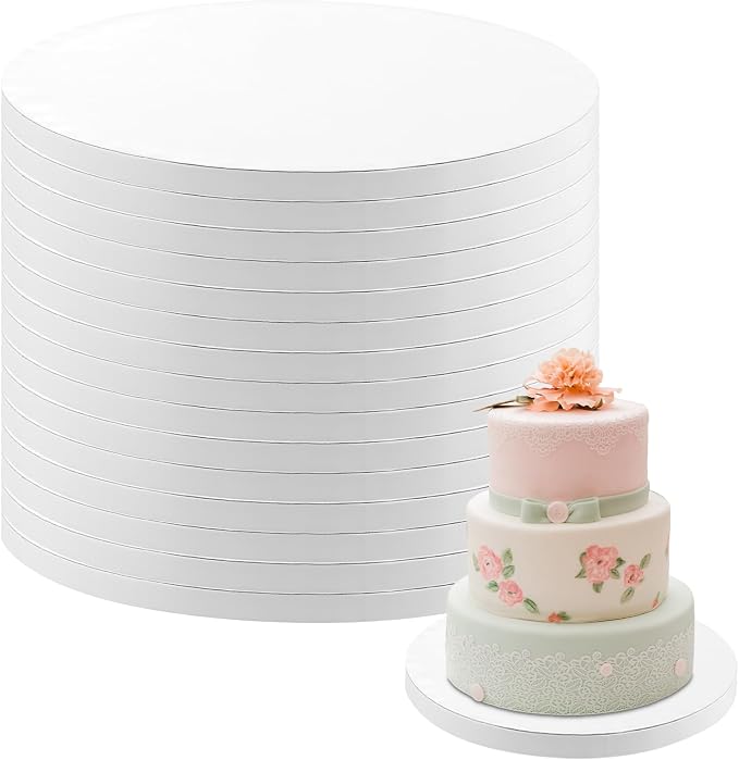 12 Inch Cake Drum 15 Pack Round Cake Boards White 1/2” Thick Cake Drums Corrugated Cardboard Cake Base Board for Multi-Layer Cakes Sturdy Cake Decorating Supplies by Aertiavty