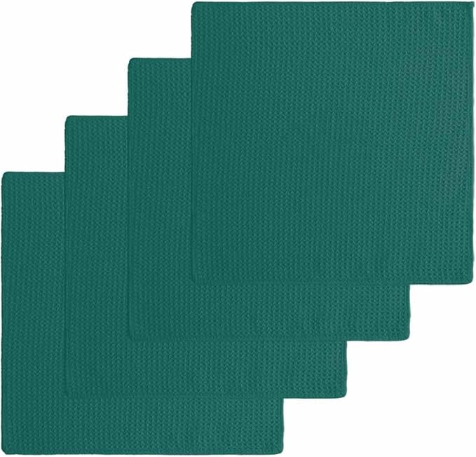 Green Dish Towels Set, Waffle Weave Kitchen Towels Microfiber Towels Cleaning, Luxurious Solid Pure Modern Minimalist Abstract Art Soft Absorbent Dish Drying Towels Hand Towels 4 Pack 12x12 Inch by Unknown