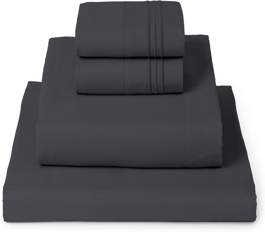 Mellanni Full Sheets Set - 4 PC Iconic Collection Bedding - Hotel Luxury, Extra Soft, Cooling Bed Sheets - Wrinkle, Fade, Stain Resistant (Full, Charcoal)