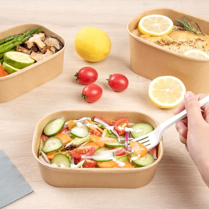 Restaurantware Bio Tek 16.9 Ounce To Go Containers 100 PE Coated Paper Food Containers - Lids Sold Separately Freezable Kraft Paper Disposable Serving Bowls For Hot And Cold Foods - Image 5