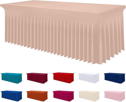 Smiry Spandex Elastic Fitted Table Cloth Skirt for 8FT Rectangle Table by Smiry