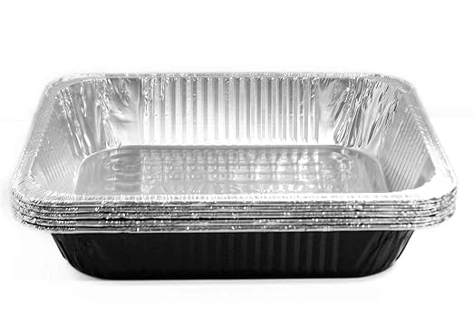 Tiger Chef Half Size Black Disposable Aluminum Foil Steam Table Baking Pans, 12.75in x 10.38in x 2.5in Deep disposable Chafing Pans 50-Pack by TigerChef