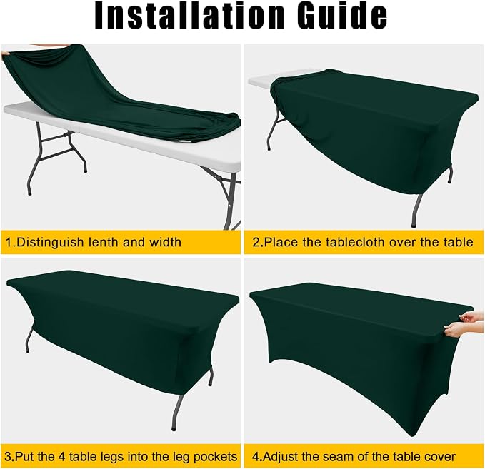Smiry 2Pack Spandex Table Cloth 5FT, Elastic Fitted Hunter Green Tablecloth - Image 5