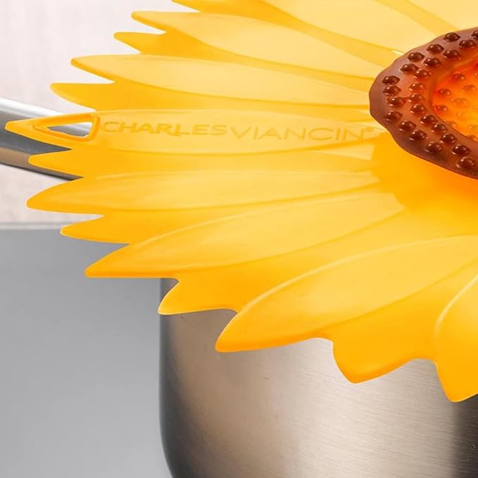 Charles Viancin - Sunflower Silicone Lid for Food Storage and Cooking - 11''/28cm - Airtight Seal on Any Smooth Rim Surface - BPA-Free - Oven, Microwave, Freezer, Stovetop and Dishwasher Safe - Image 4