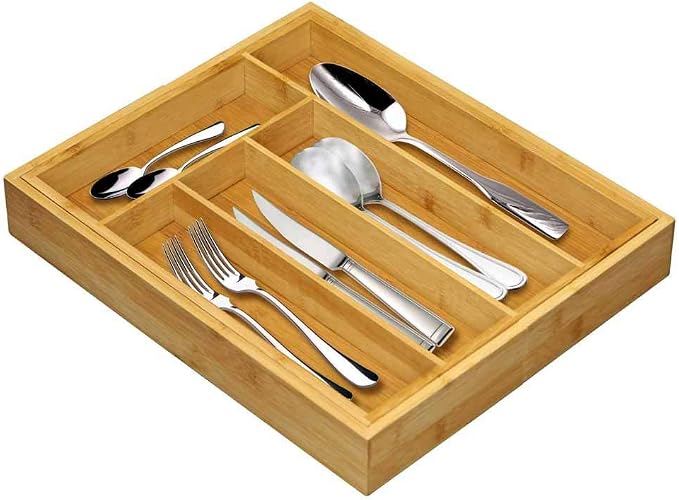 BAKAJI Drawer Cutlery Tray 33.5 x 29 x 5 cm Bamboo Naturale - Image 5