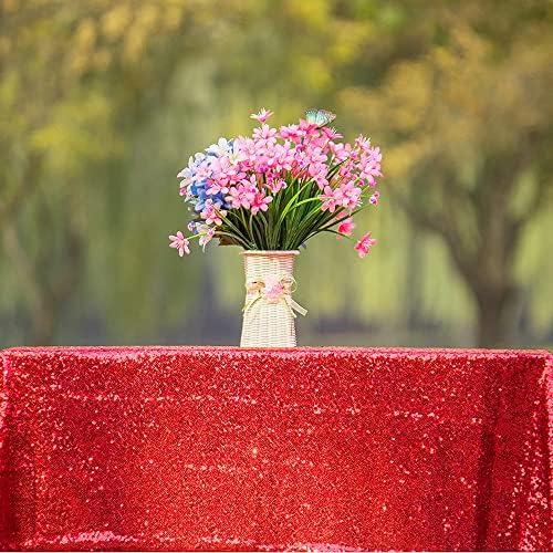 JYFLZQ Red Sequin Tablecloth Glitter Table Cover 50x50 Inch Square - Image 2