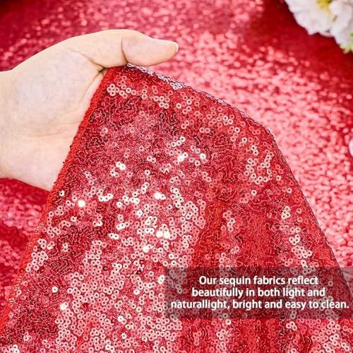 Sequin Tablecloth 60x102 Inch Red Tablecloth Glitter Wedding Table Cloth - Image 4