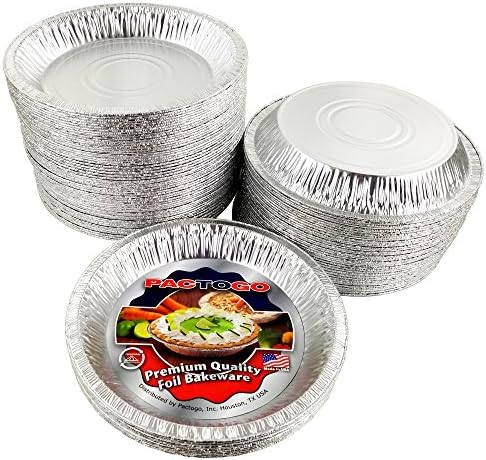 PACTOGO Aluminum Foil Pie Pan (Actual Top-Out 9-5/8 Inches - Top-In 8-3/4 Inches - Vertical Depth 1-3/16 Inches) - Disposable Baking Tin Plates (Pack of 200) - Image 6