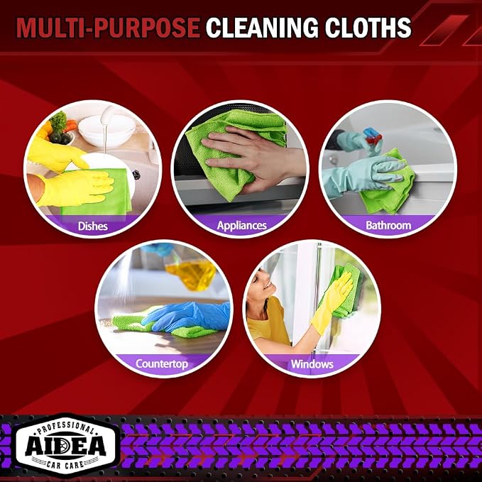 AIDEA Microfiber Cleaning Cloth-20PK, Microfiber Towels for Cars, 12"×12" - Image 7