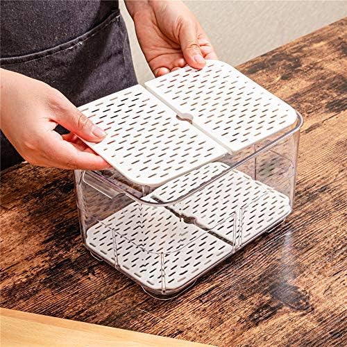 SANNO Vegetable Fruit Storage Containers, Refrigerator Storage Containers Fresh Produce Saver with Lids and Vents,Stackable Salad Lettuce Keeper for Refrigerator,BPA-free Stay Fresh Containers Bin - Image 4
