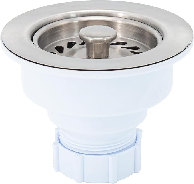 JB Signature Kitchen Sink Strainer For Use Without Disposal 2-Piece Basket Design Durable Plastic Base with Brushed Nickel Trim Fits 3.5 Inch Sink Openings Removable Basket Easy Clean 1-Pack - Image 3