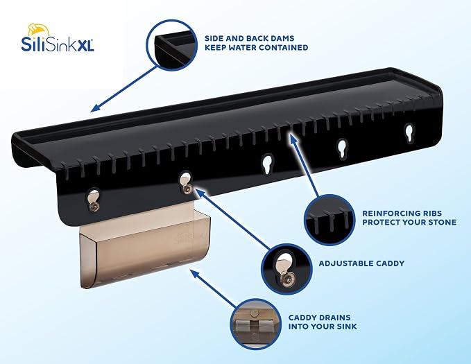 SiliSink Sink Edge Protector, Splash Guard, 4in x 20in, Black Diamond - Image 4