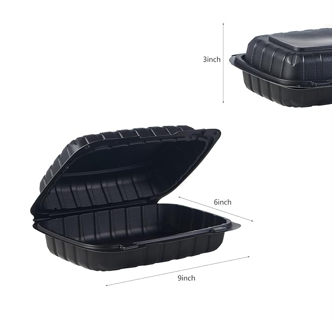 Jaluxing 9X6 1-Compartment 50-Pack Plastic Clamshell Containers Food To Go Box Heavy Duty Disposable Hinged With Secure Snap Lid (Formerly FULING) - Image 2