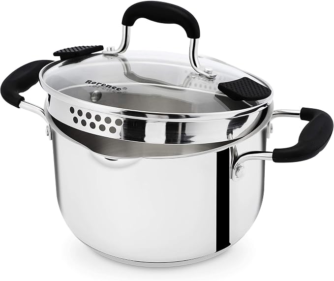 Rorence 3.7 Quart Stainless Steel Stock Pot with Lid, Pasta Pot for Cooking by Rorence