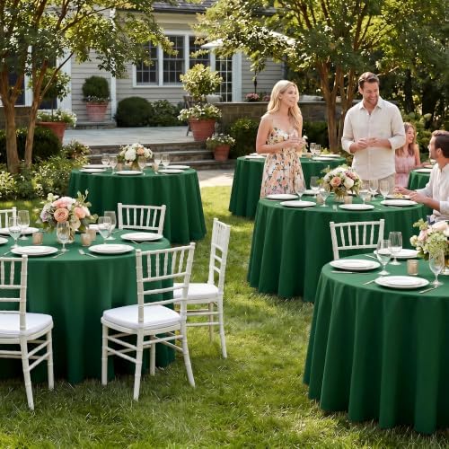 Fitable 6 Pack Hunter Green Round Tablecloths - 70 Inches in Diameter - Image 2