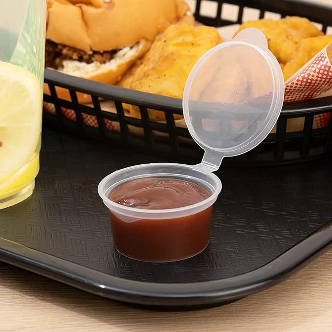 Restaurantware Clear Plastic Sauce Cups With Hinged Lids 2000 Count 1.5 Ounce Disposable Dipping Containers, Spill-Proof Storage Cups, Freezer-Safe Portion Bowls, Clear - Image 6