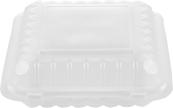 Restaurantware 40 oz Square Frosted Plastic Clamshell Container, 100 Pack - Image 17
