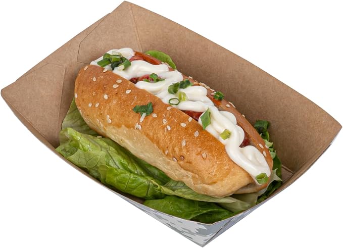 Restaurantware-Bio Tek 1/2 Pound Food Trays, 400 Disposable Paper Food Trays - Heavy-Duty, Greaseproof, Camouflage Paper Food Boats, For Snacks, Appetizers, Or Treats, Use At Parties Or Carnivals - Image 8