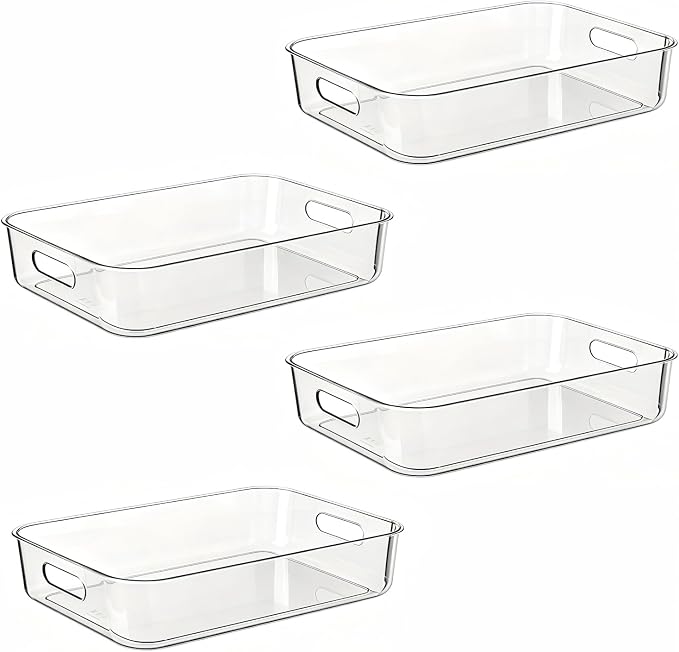 Ytteve Clear Plastic Storage Bins, Pantry Organizers and Storage Containers Fridge Organizer Bins for Organizing Home Kitchen Under Sink Bathroom Refrigerator Freezer Laundry Room (Clear, 4 L) - Image 5