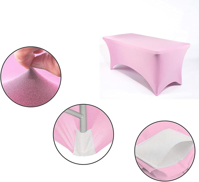 MDS® Pack of 20 Spandex Tablecloth 4FT Tight Fitted Stretch Table Cover – Washable Wrinkle-Free Reusable Elastic Patio Tablecloth for Wedding, Party, Banquet, Trade Show, Event Décor - Pink - Image 4