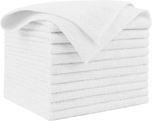 AIDEA White Microfiber Cleaning Cloth 10PK, Cleaning Rags 12×12" by AIDEAHOME