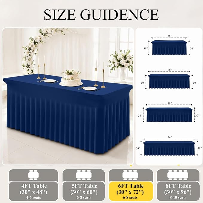 Moosfor Spandex Fitted Rectangle Tablecloth, Elastic Table Skirt - Image 6