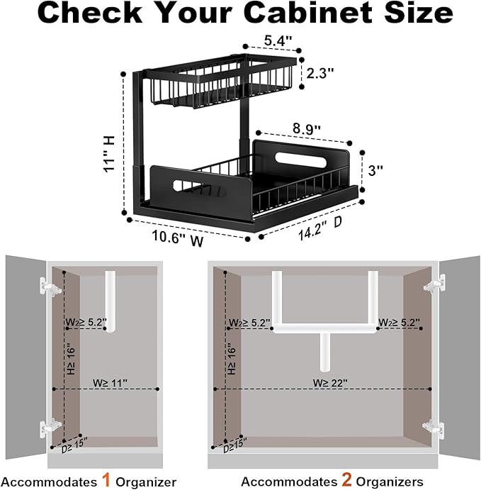 REALINN Under Sink Organizer, L-Shaped Pull Out Cabinet Organizer, Kitchen - Image 2