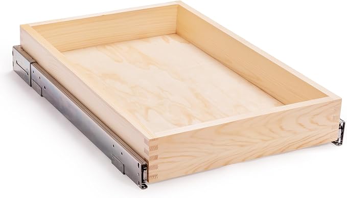 Mulush 16”W x 21”D x 3‘’H Soft Close Slide Out Wood Drawer Organizer for Kitchen, Finished, (Cabinet Opening>17.5 inches for Bottom Assembly, Opening= 17 inches for Side Assembly) by Mulush