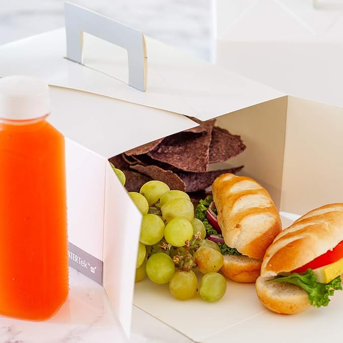 Restaurantware Rectangle White And Gray Paper Take Out Container, 100 Pack - Image 3