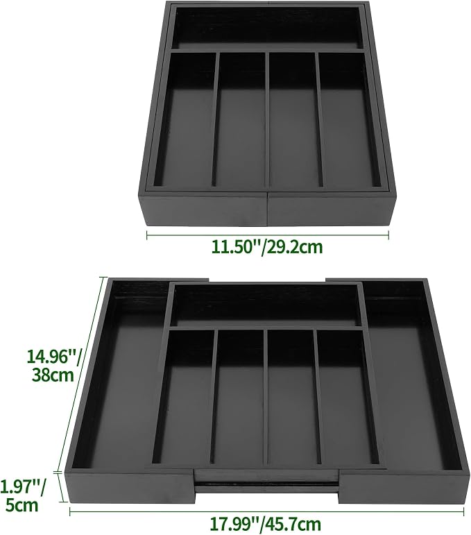 VaeFae Bamboo Drawer Organizer, Medium, Black - Image 3