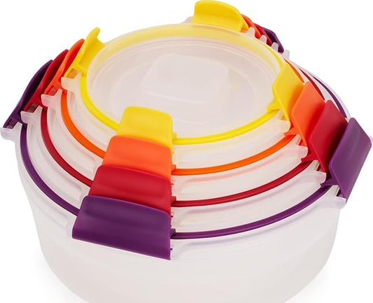 Joseph Joseph Nest Lock 8-piece Plastic BPA Free Round Food Storage Container Set with Lockable Airtight Leakproof Lids - Multicolor by Unknown