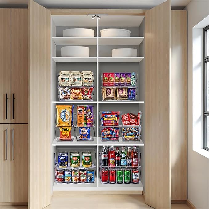 Sorbus Clear Pantry Organizer with Stackable Storage Bins, Open Front - Image 2