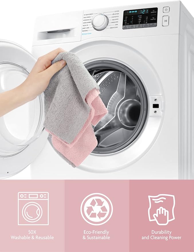 Fantasticlean Microfiber Cleaning Cloth Rolls-150 Sheets,12"x12"(Pink,Grey) - Image 7