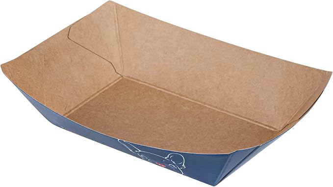 Restaurantware-Bio Tek 3.3 x 2 x 1.4 Inch Paper Boats, 400 Disposable #50 Food Trays - PE Lining, Durable, Frenchie Design Paper Food Baskets, For Concession Stands, Picnics, or Fairs, Stackable - Image 10